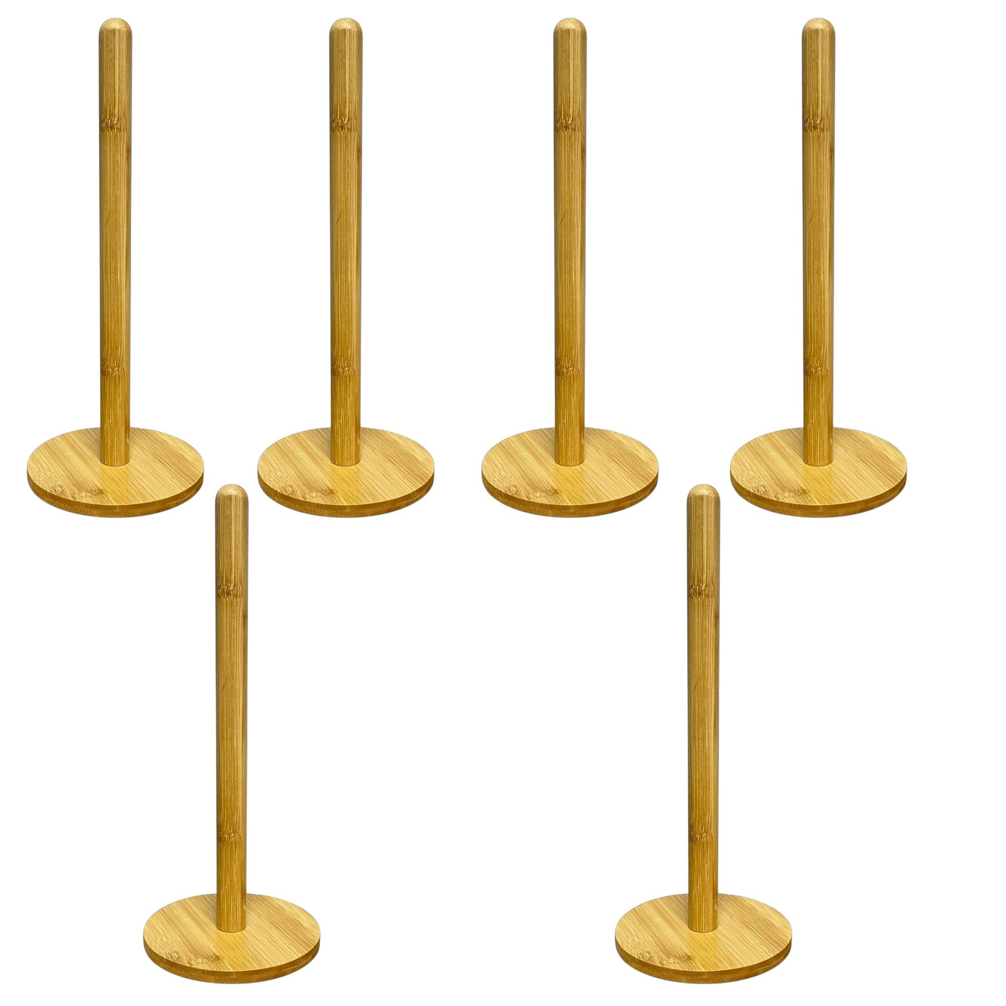 PEBBLE HUG, Wooden Kitchen Paper Towel Tissue Roll Holder Pole Rack Stand Dispenser, Stand Organizer Simply Standing Countertop Wooden Paper Roll Holder Kitchen (6Pcs)