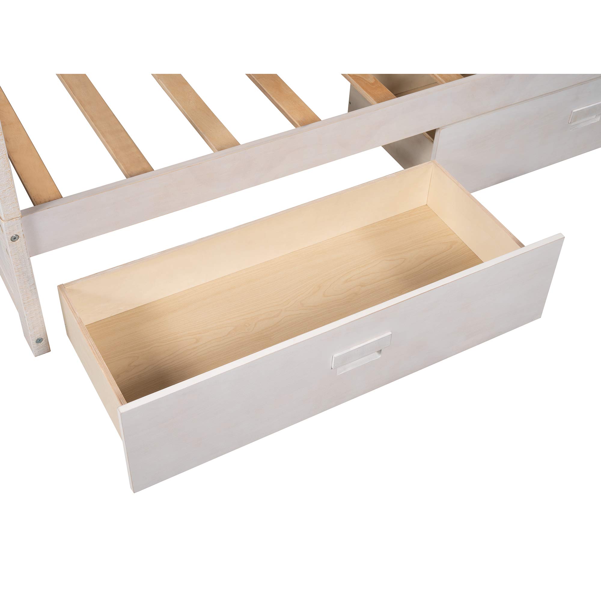 KLMM Low Bunk Bed for Kids Toddlers, Twin Over Twin Bunk Bed with Slide