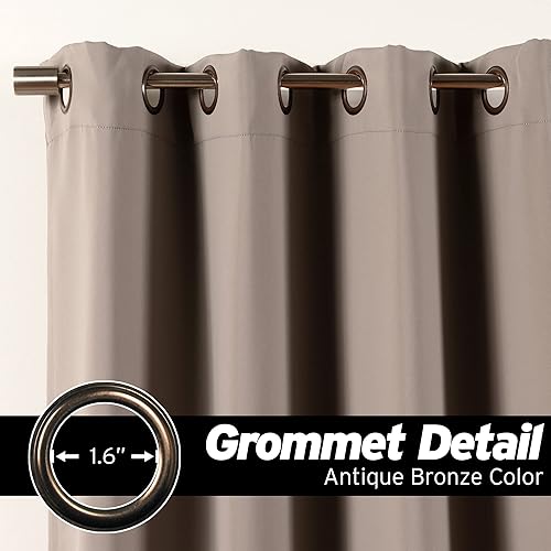 Miniatura 3 de Best Home Fashion Paneles de cortinas opacas con aislamiento térmico de alta calidad para dormitorio, ojales en la parte superior de bronce antiguo,