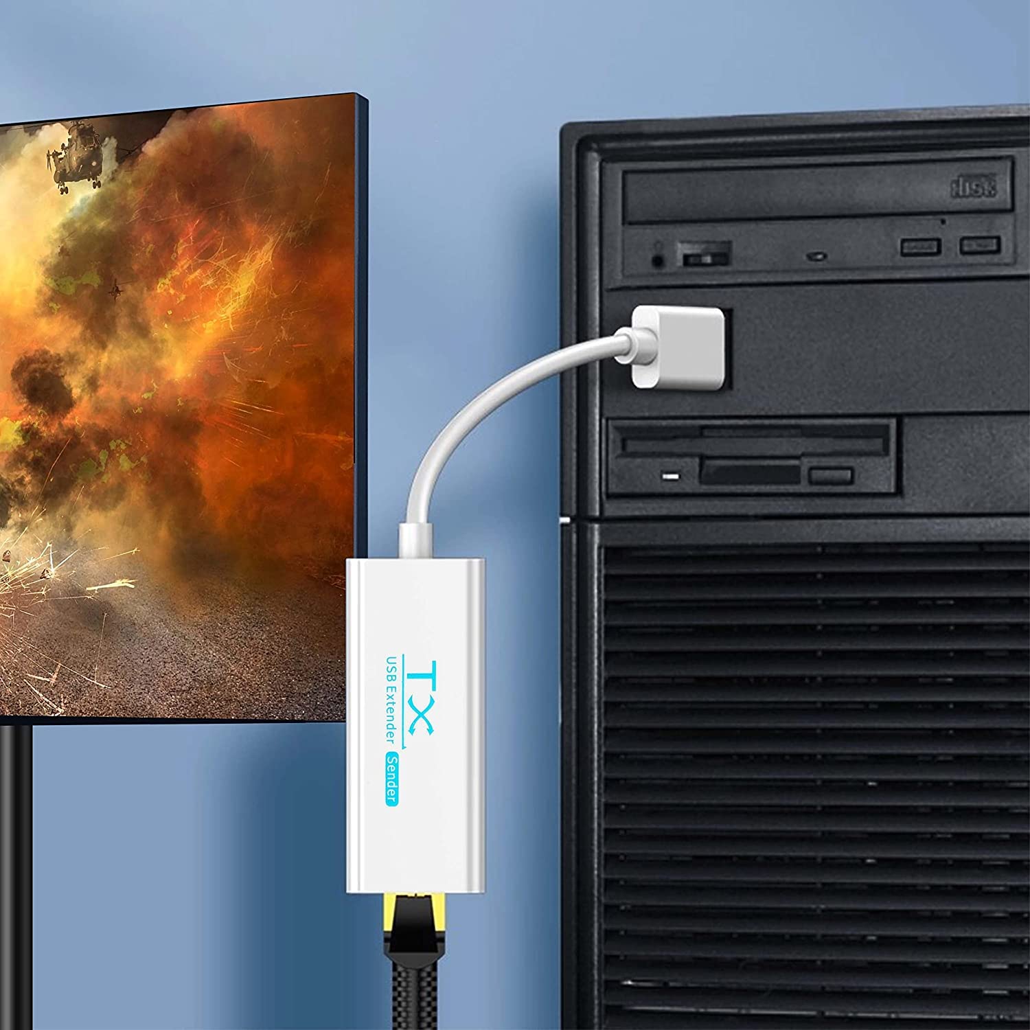 Extendeur USB Sur RJ45/Cat5 – Jusqu'à 45-50 M – Alimentation Via USB, Pas D'Aliment Externe Nécessaire - 6