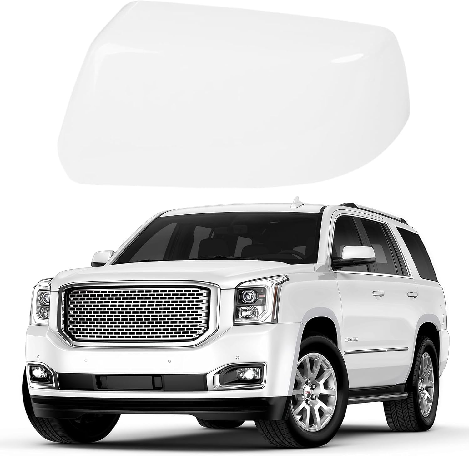 White Driver Side Mirror Cover Caps for 2015 2016 2017 2018 2019 2020 Chevy Tahoe Suburban GMC Yukon/Yukon XL, Directly Replace Style, Not Sticker