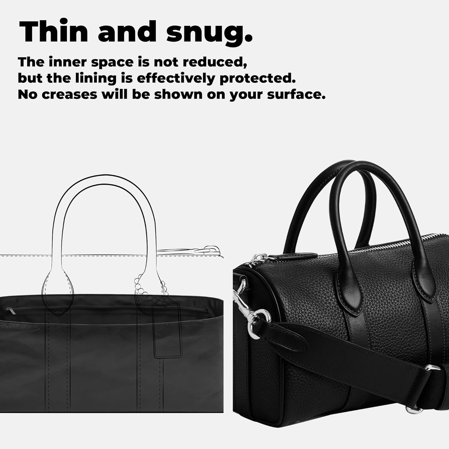 DGAZ Lightweight Purse Organizer Insert for Coach Compass 25/35,Silk DupontPaper Inner Bag for Luxury Bag (Compass 35, Black)