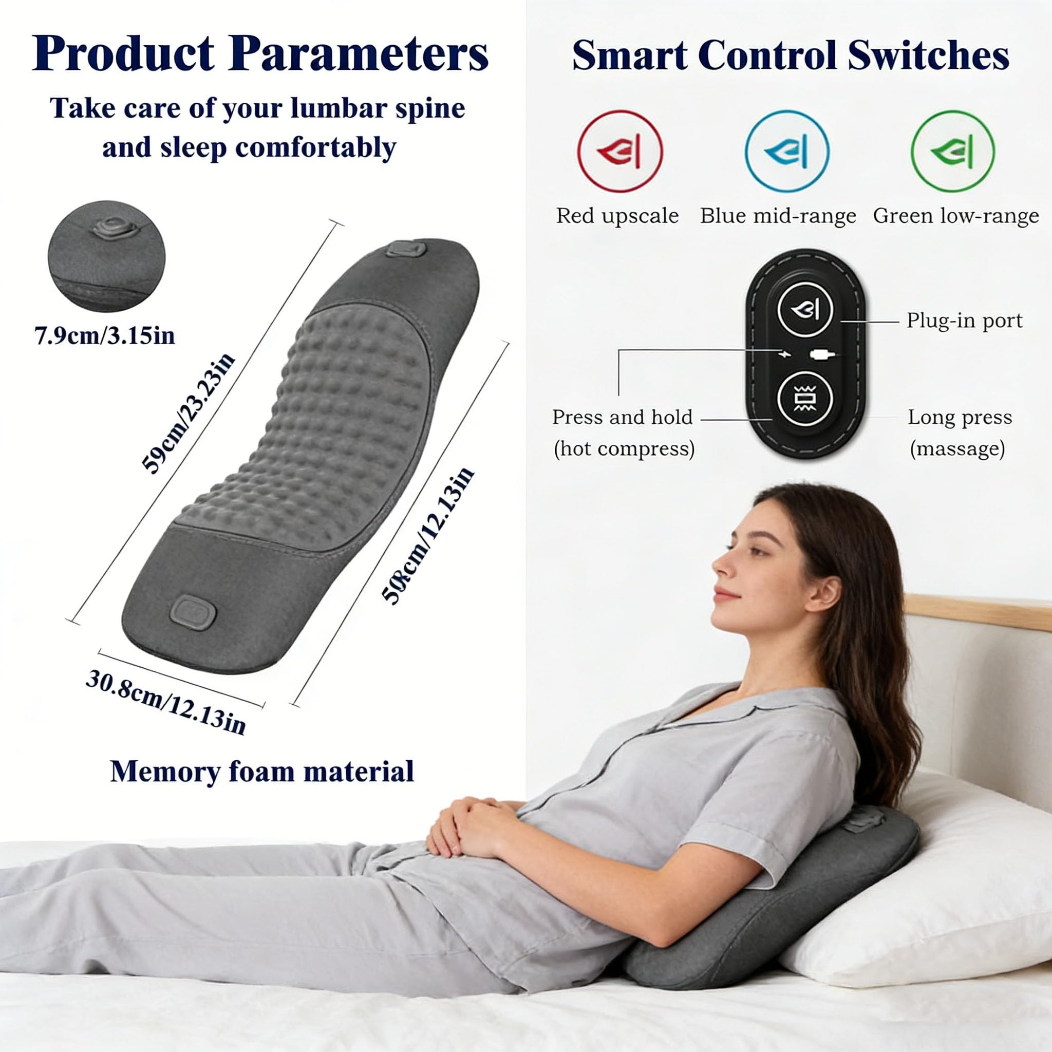 Vertofix 3-Zonen Tiefenwärme-Massagegerät, 2026 Upgrade Triple Method Massager - Traction Lifting Vibration Massages & Hot Compress, Rücken Massage Für Büro, Zuhause, Reise (A,Akku Version)