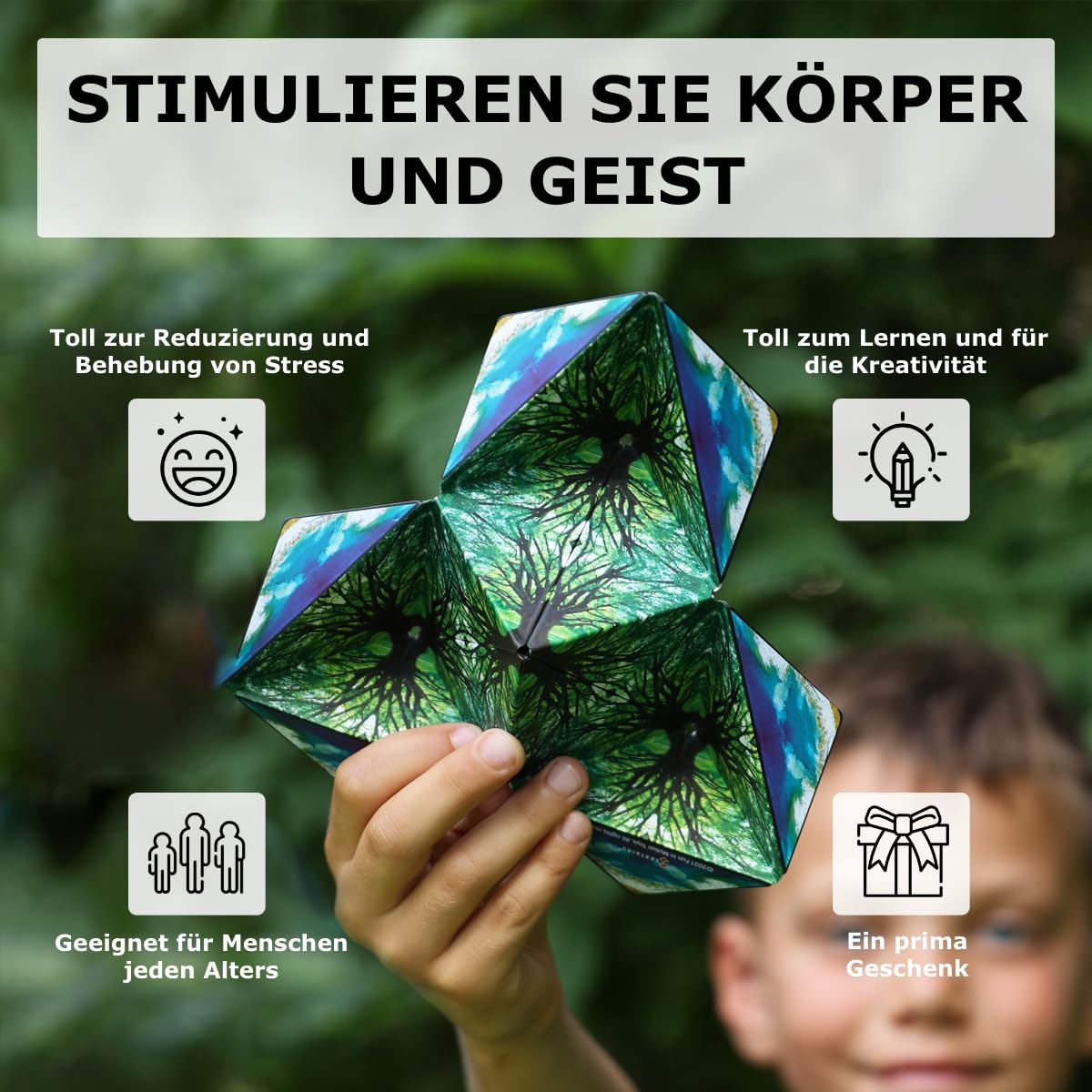 Shashibo Formwechsel-Box – Preisgekrönter, patentierter Zappelwürfel mit 36 Seltenerdmagneten – lässt Sich in über 100 Formen verwandeln (Blue Planet)
