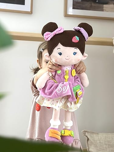 Miniatura 5 de LeyaDoll Muñeca de bebé suave educativa (40.6 cm), muñeca sensorial de aprendizaje para niños pequeños, juguetes Montessori para niñas de 2 años,