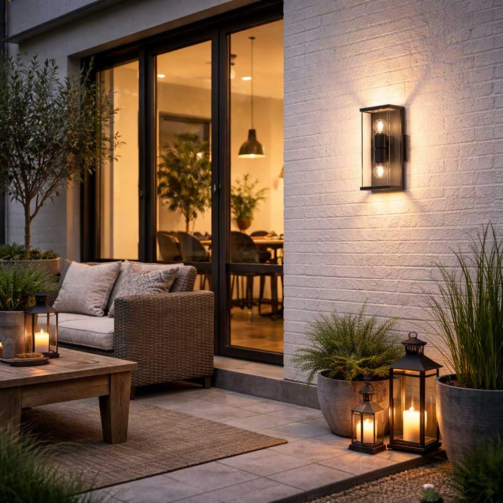 LED Design Wandleuchte Graphit Up & Down – Moderne Wandlampe für Innen & Außen, 2 x 6W E27, Warmweiß 2700K