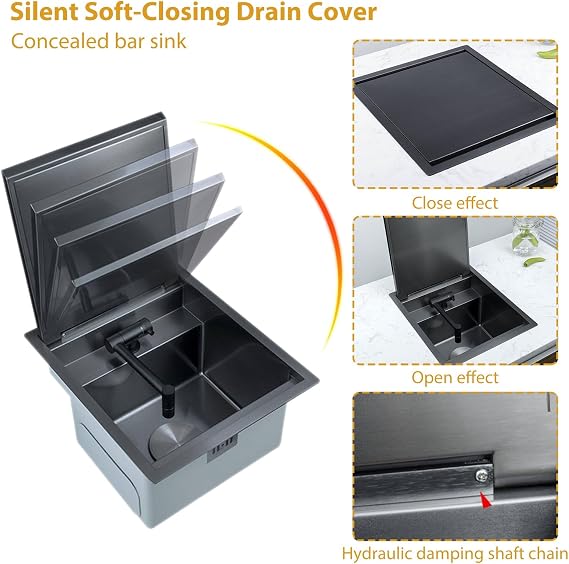 RV Kitchen Sink Stainless Steel, Drop in Camper Sink with Faucet and Drain Kit, 3 Sizes for RV & Small Camping Kitchen(Silver,43x45cm/16.9x17.7in)