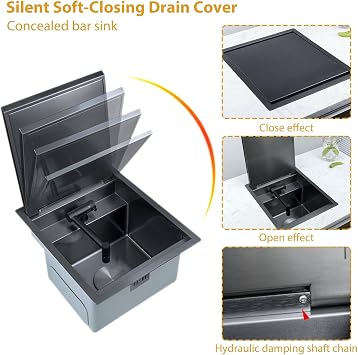 RV Kitchen Sink Stainless Steel, Drop in Camper Sink with Faucet and Drain Kit, 3 Sizes for RV & Small Camping Kitchen(Silver,43x45cm/16.9x17.7in)