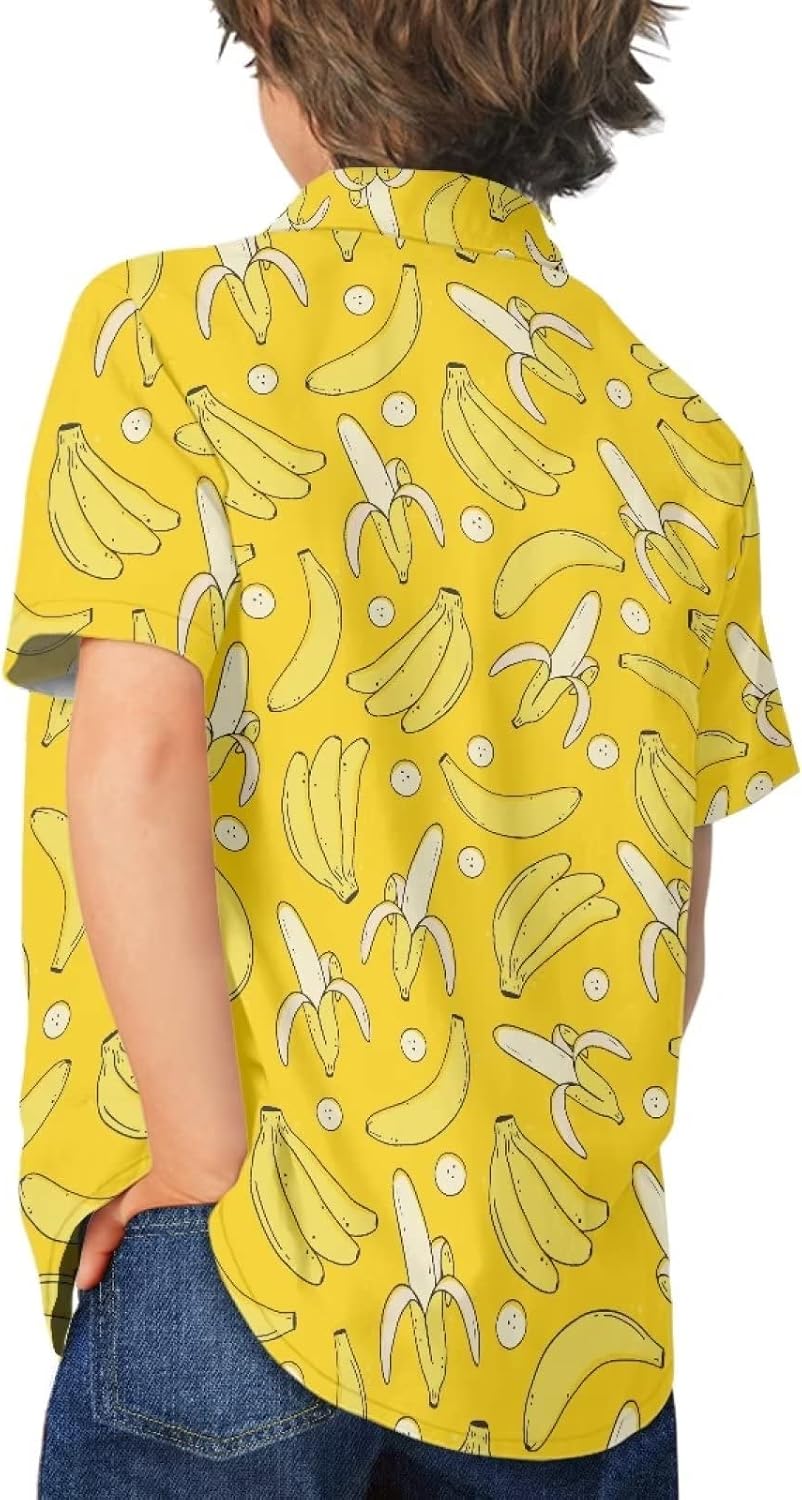 Boy Button Down Shirt Short Sleeve Kids Aloha Shirt Boys Summer Beach Clothes Collared Shirt Boy