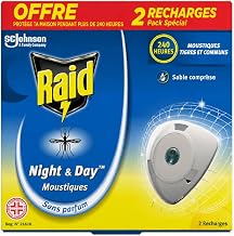 Raid Electric Diffuser Night&Day Flies, Mosquitoes and Tiger Mosquitoes, 2 Refills 240 Hours