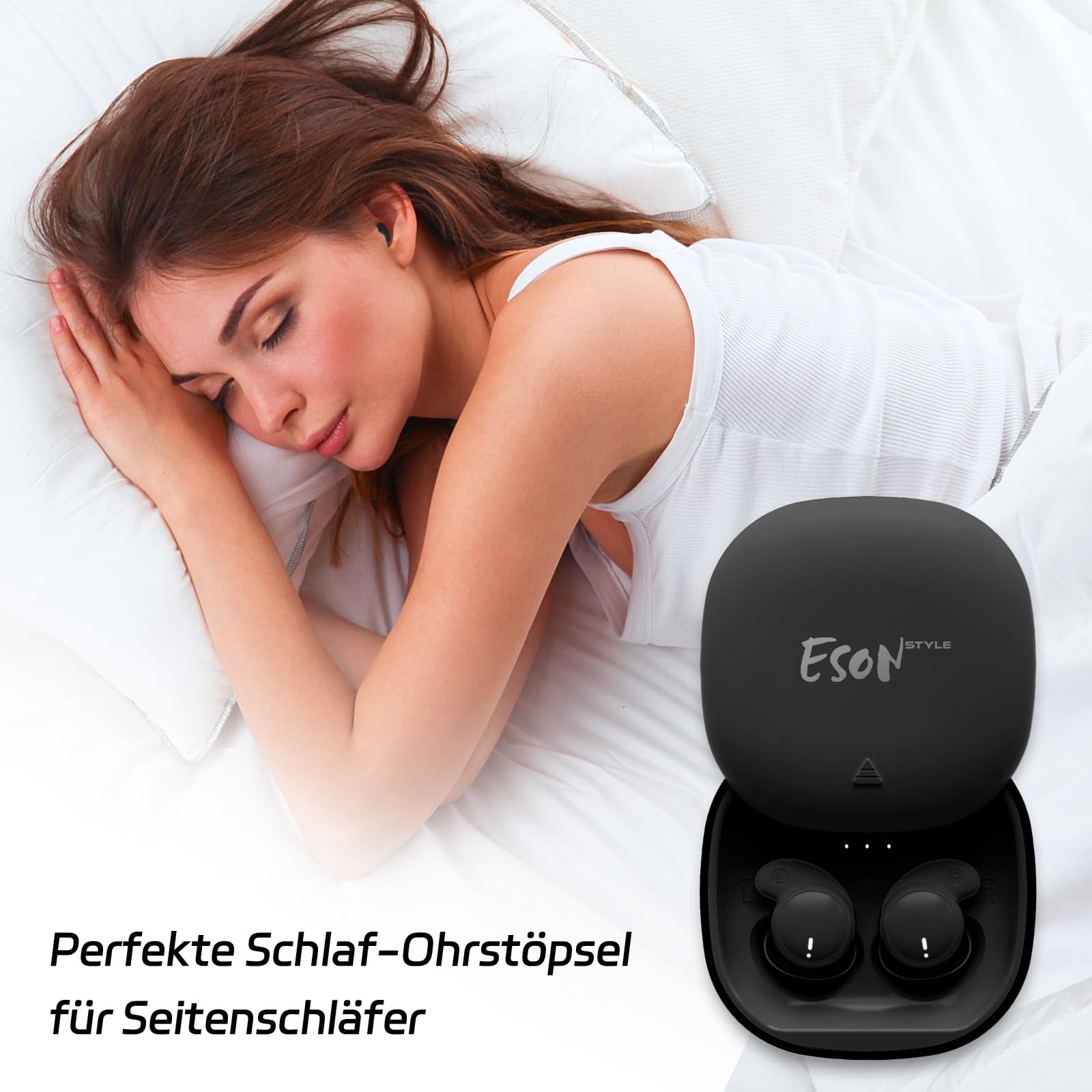 esonstyle Auriculares para dormir de lado, mini auriculares para dormir - Bluetooth 6.0, IPX6 inalámbricos, auriculares invisibles para dormir, para relajación, deporte y viajes