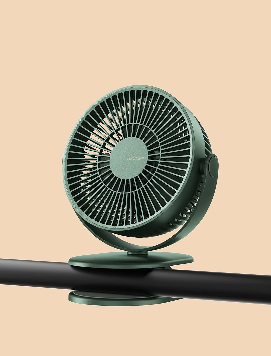 JISULIFE Clip on Baby Stroller Fan, 4000 mAh Battery Operated Fan, Quietness & Narrow Slot Design, 4 Setting, Max 14 Hrs, Ideal for Bed, Desk, Office, Camping, Car Seat-Green: Kitchen & Dining