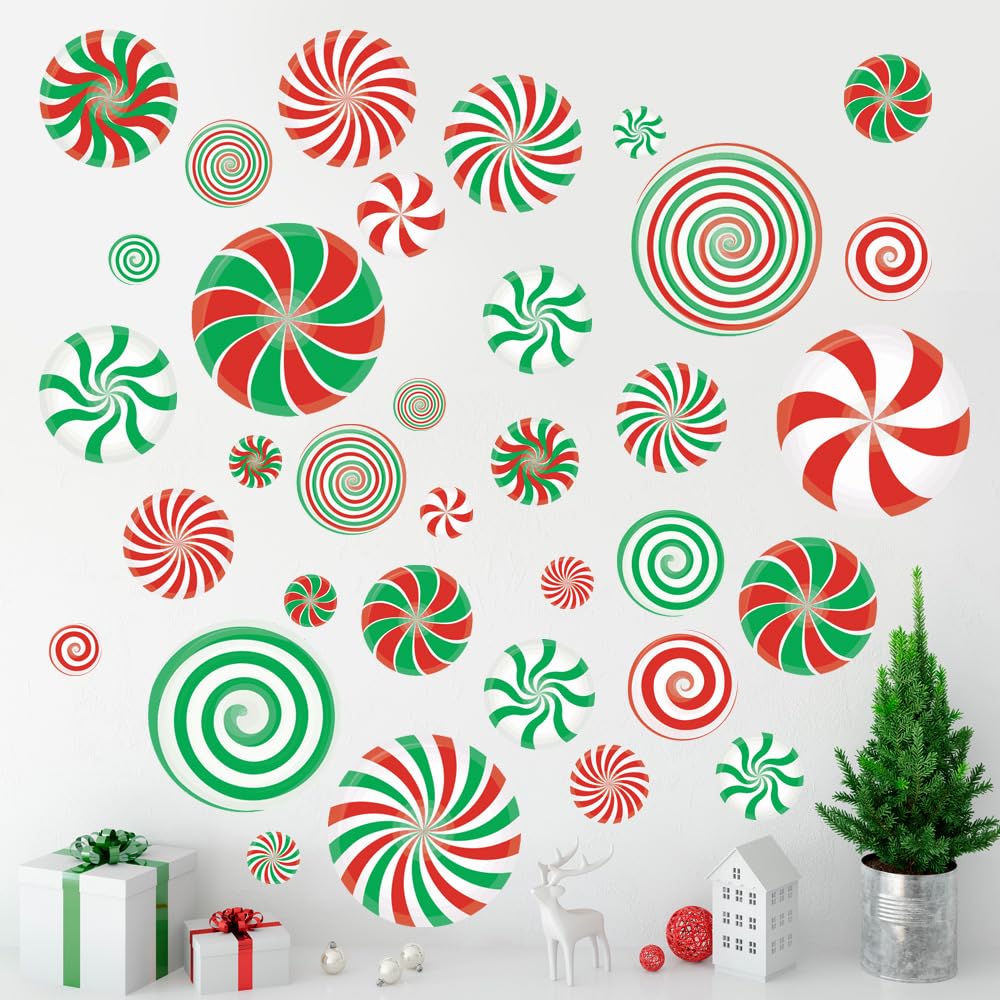 Autocollants muraux ronds de Noël lot de 64 pièces en 4 feuilles pour décoration de cuisine