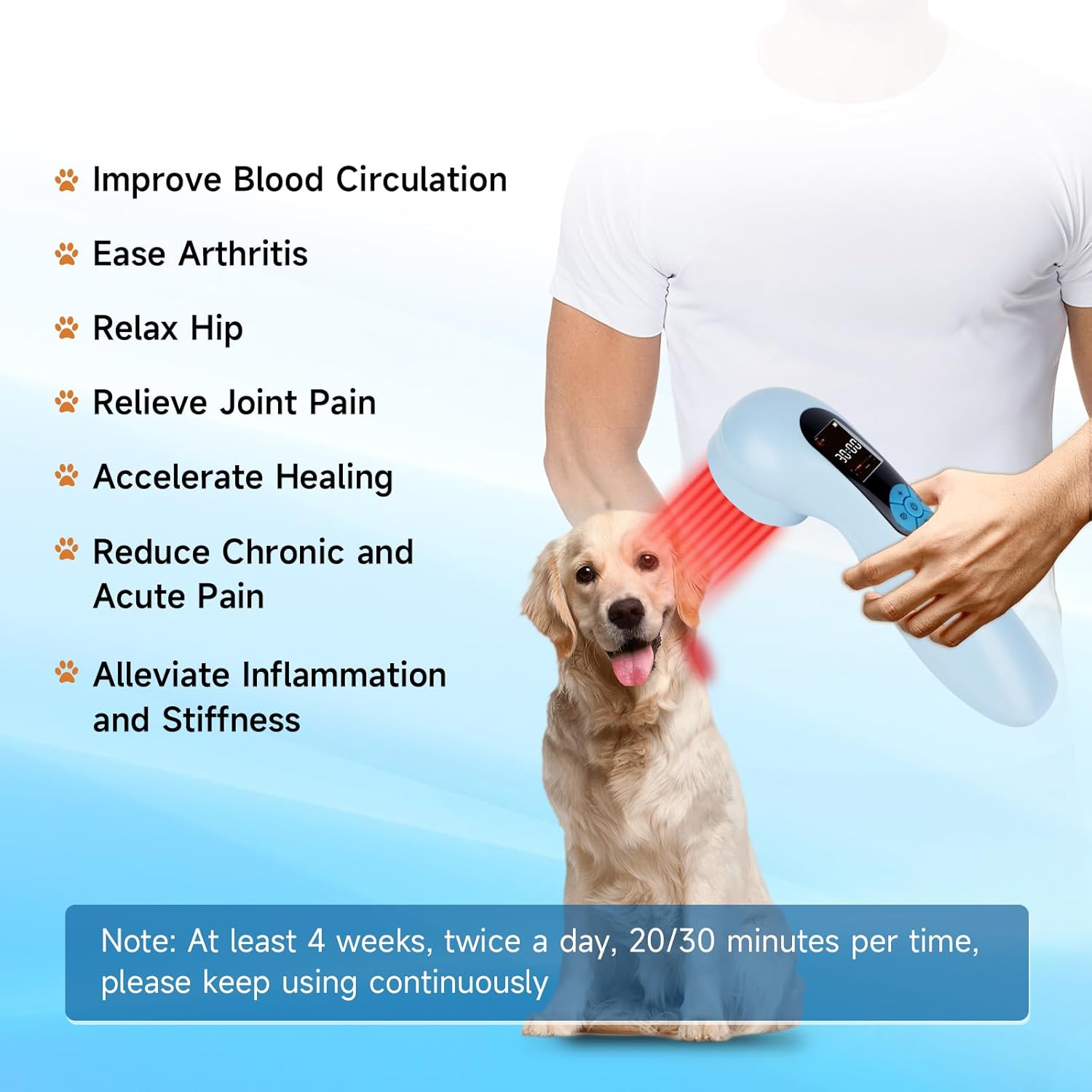 5000mAh Pro Cold Laser Therapy Device for Dog lllt low level Nir Red Light Therapy Machine Pet Pain Relief 808/650nm Handheld Vet Infrared Laser Wand for Wound Healing Cat Muscle Relax Treatment