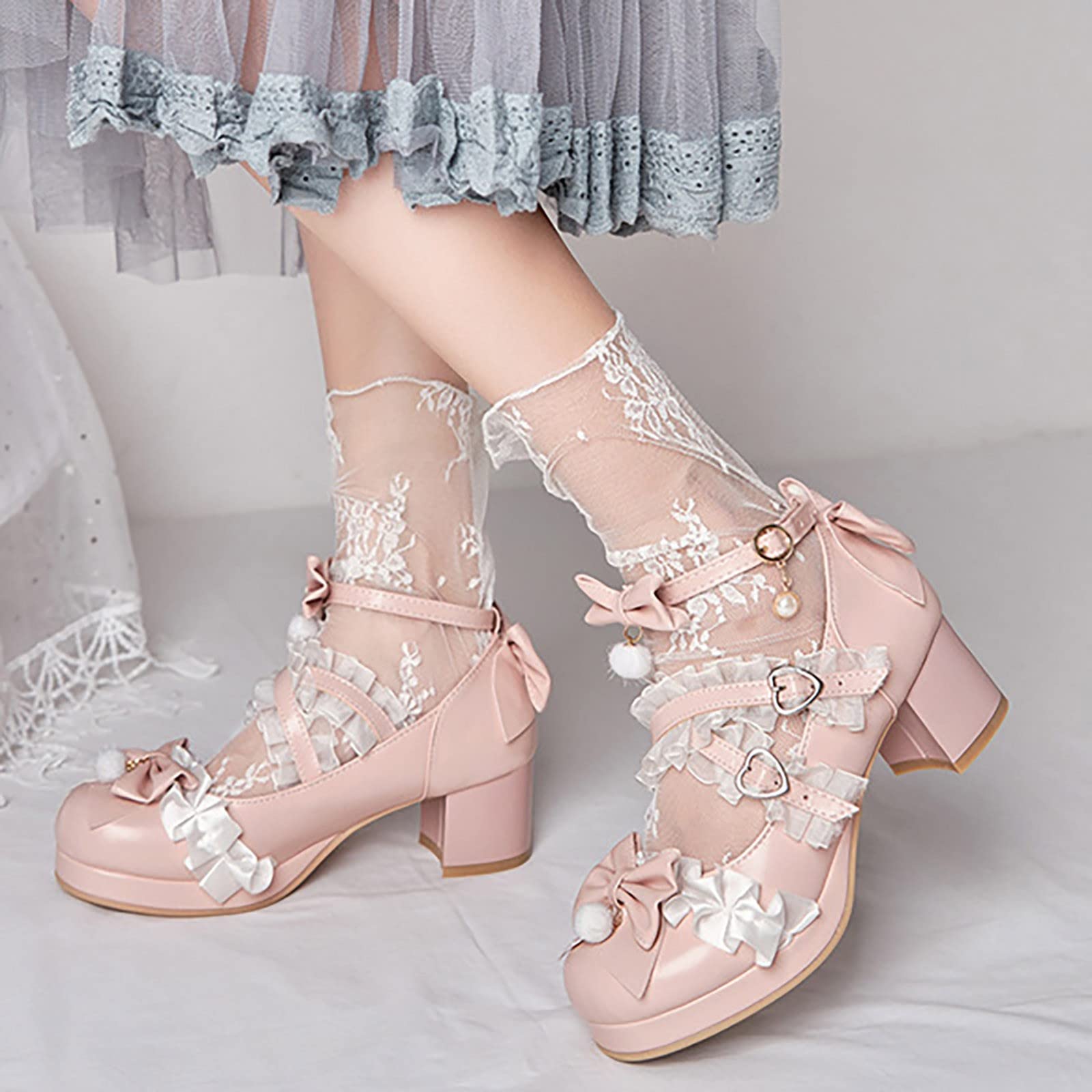 Escarpins Mary Jane enfants filles princesse talon haut Kawaii Lolita cosplay fête plateau