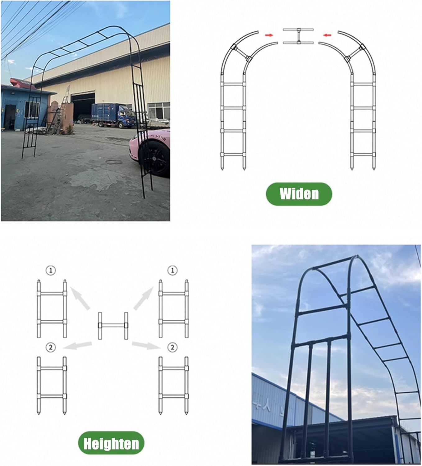 Garden Arch for Floral Vines, Wedding Decor, Water Proof Garden Arch, Pipe Diameter 20mm, Easy to Install,Multifunction Rose Arches for Garden(47x15.7x94in)