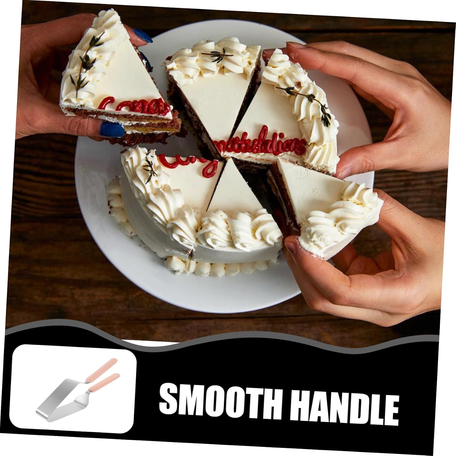 MAGICLULU 4pcs Cake Slicer Stainless Steel Professional Baking Tool Party Gadget Cake Server