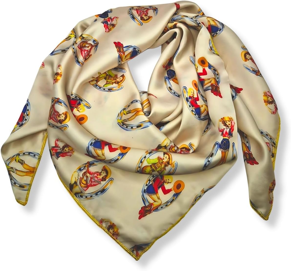 Wild Rag Silk Scarf 36 inch Western Cowboy Scarves, Square Bandana,Silky Wild Rags