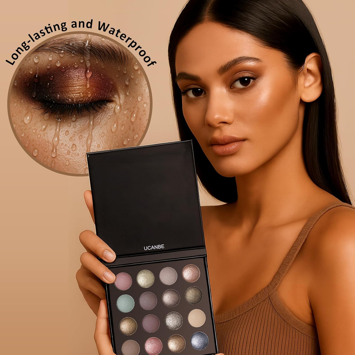 UCANBE 16 Color Baked Eyeshadow Palette with 15PCS Brushes Makeup Set,Matte&Shimmer Blend Eyeshadow for Women&Girls,Highly Pigmented Long Lasting Waterproof Make Up Pallet Global Recycled Standard Global Recycled Standard Global Recycled Standard - Image 6