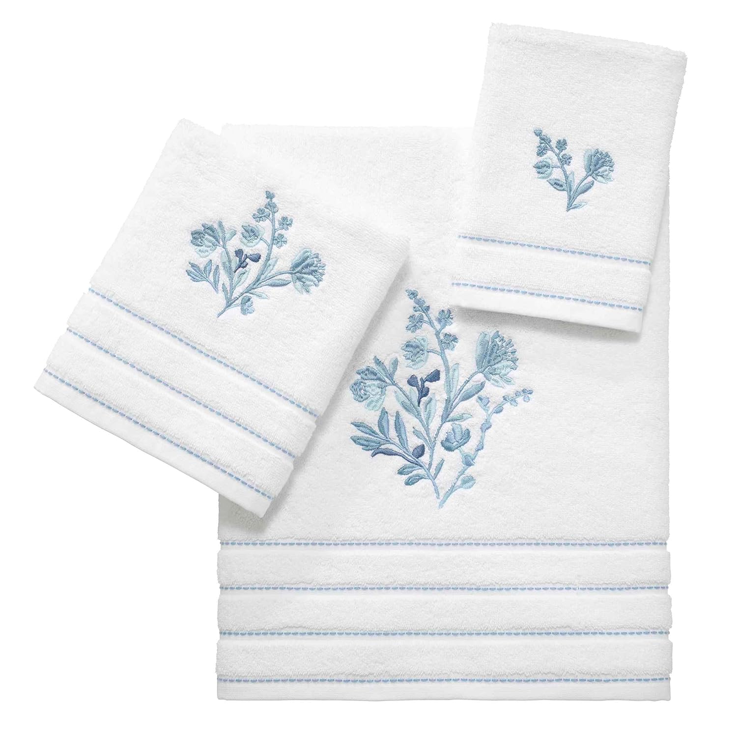 Izod - Towels 3pc Floral Towel Set Soft Absorbent Cotton Mystic Collection White