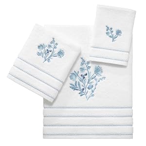 Izod - Towels 3pc Floral Towel Set Soft Absorbent Cotton Mystic Collection White