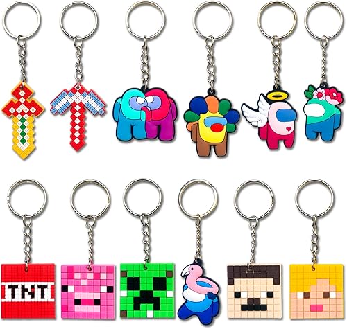 Miniatura 1 de Llavero de dibujos animados, lindo llavero de silicona para niños y niñas, regalo de fiesta (12 piezas de dibujos animados)