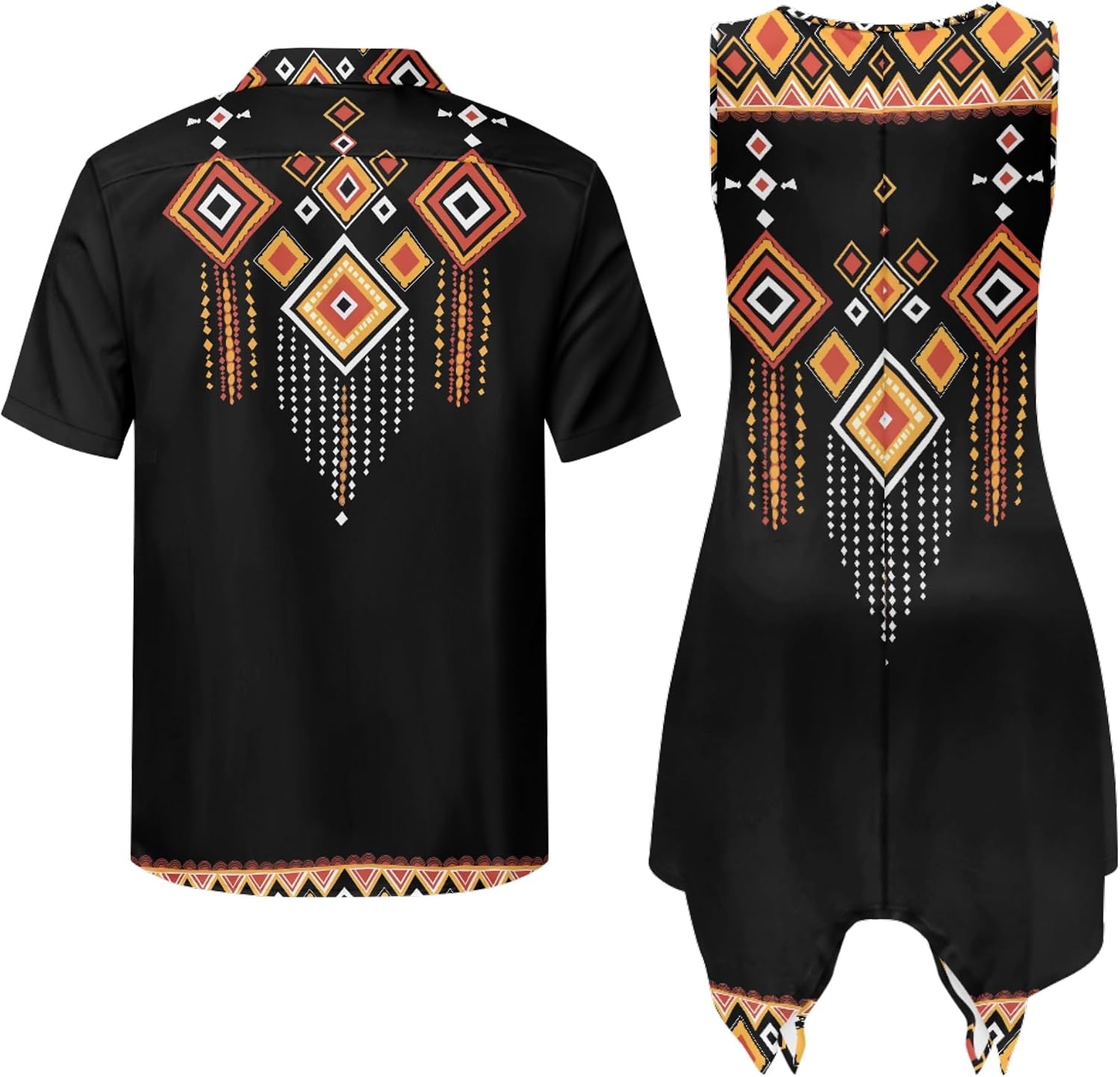 TOADDITDO Womens Sleeveless Tank Dress Mens Short Sleeve Shirts Beach Sundress with Pockets Couples Matching Hawaiian Outfit