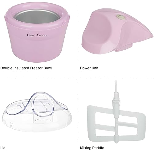 Miniatura 5 de Classic Cuisine - Máquina para hacer helados de 1 cuarto de galón para hacer sorbete, helado, helado y yogur congelado, electrodomésticos de cocina