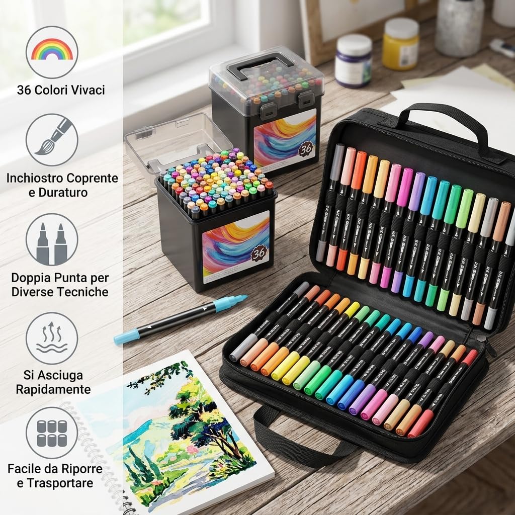 Acrylmarker Set mit Doppelspitze, 24 Farben (24-Farben Acrylmarker)