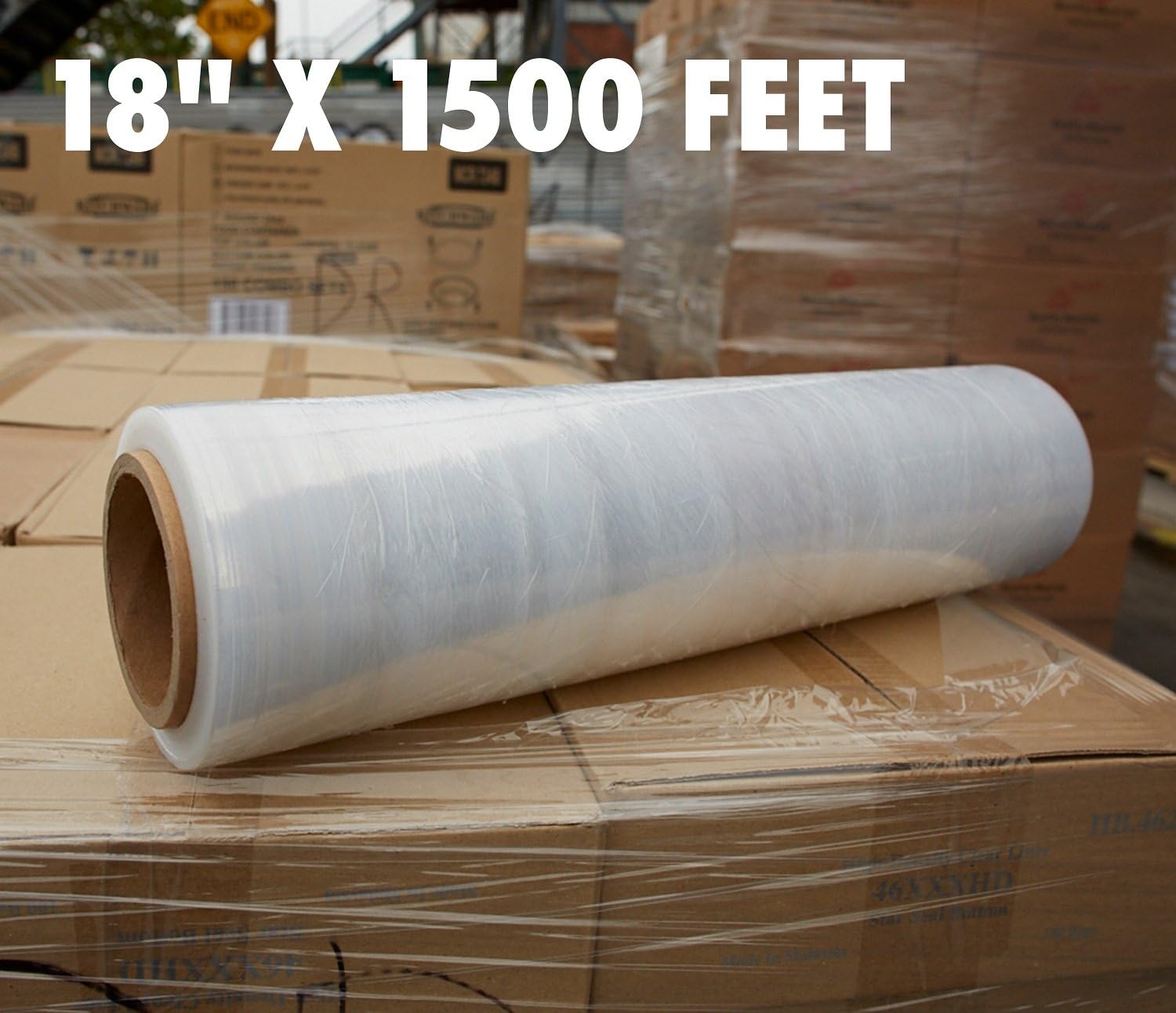 18 Inch X 1500 feet Tough Pallet Shrink Wrap, 80 Gauge Industrial Strength, Commercial Grade Strength Film, Moving & Packing Wrap, for Furniture, Boxes, Pallets (2-Pack)