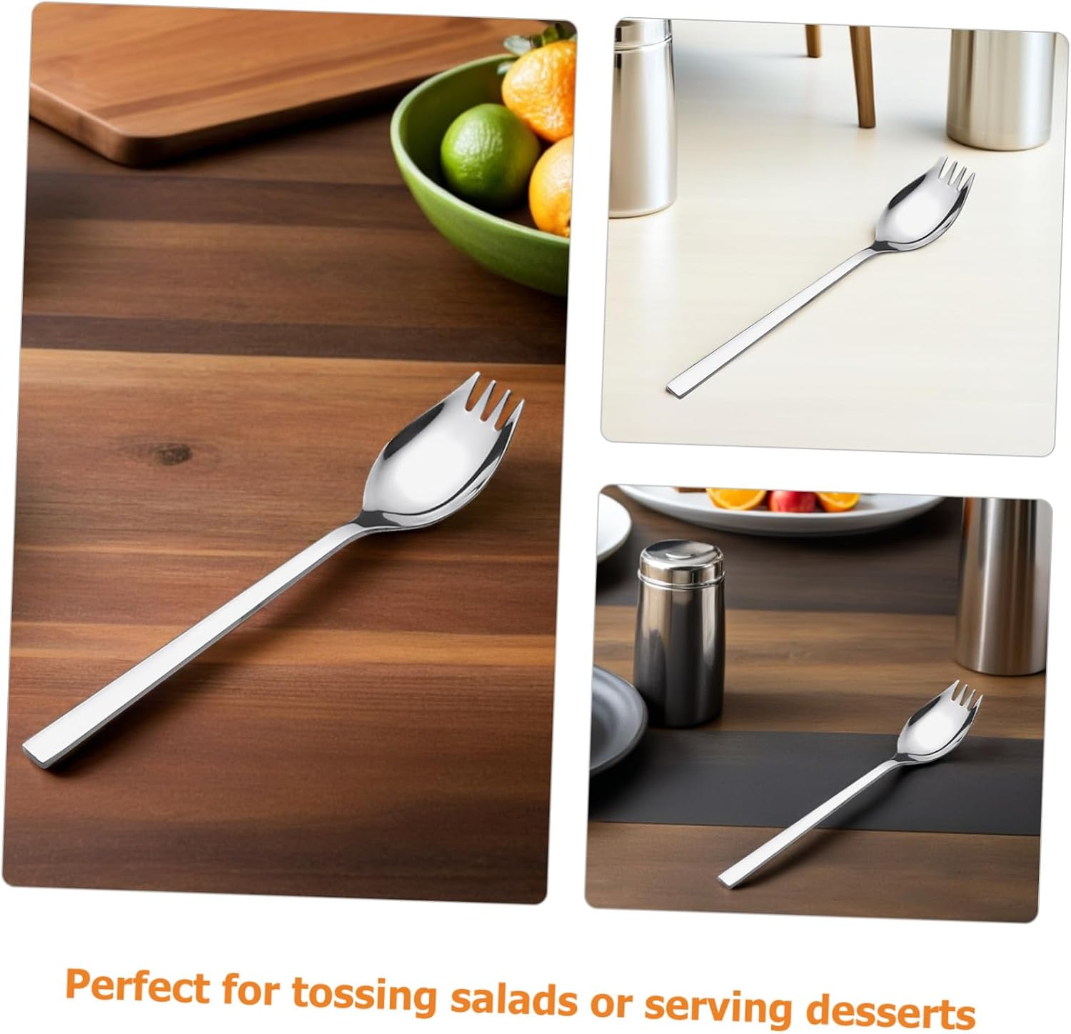 Amosfun Stainless Steel Salad Forks Elegant Design and Sleek Appearance 4pcs with Long Handle Resistant to Staining and Easy Maintenance, for Breakfast Table and Picnics