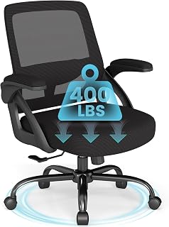 AnyGod Big & Tall Ergonomic Mesh Office Chair with Lumbar Support, Flip-Up Arms & Swivel Wheels for Home Office