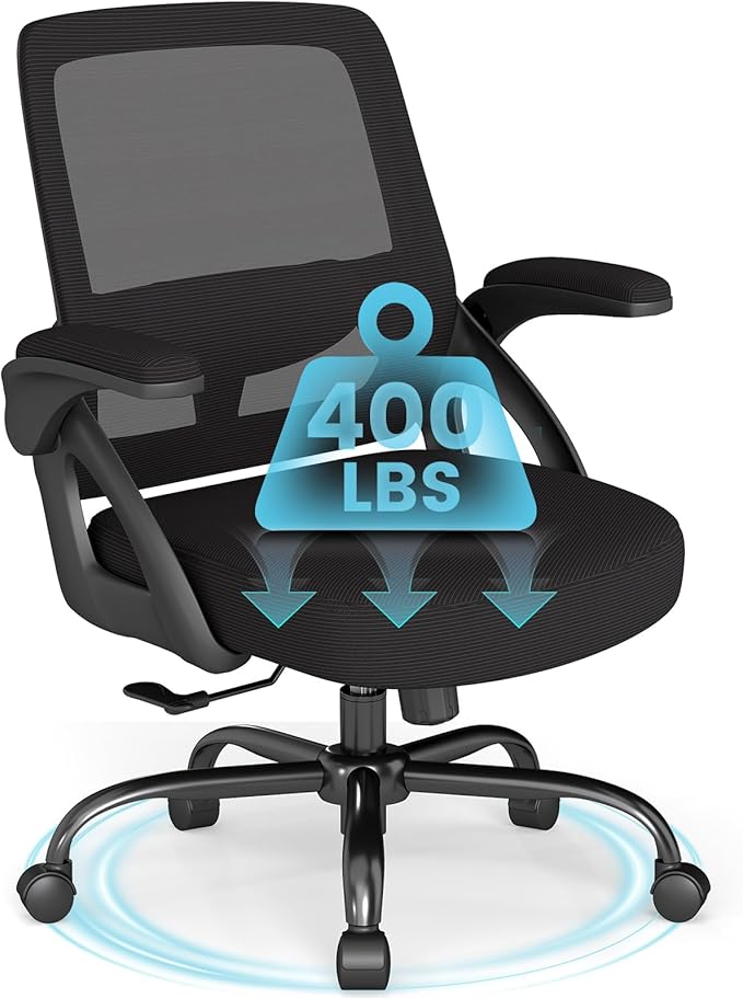 AnyGod Big and Tall Office Chair: Ergonomic Mid Back with Lumbar Support