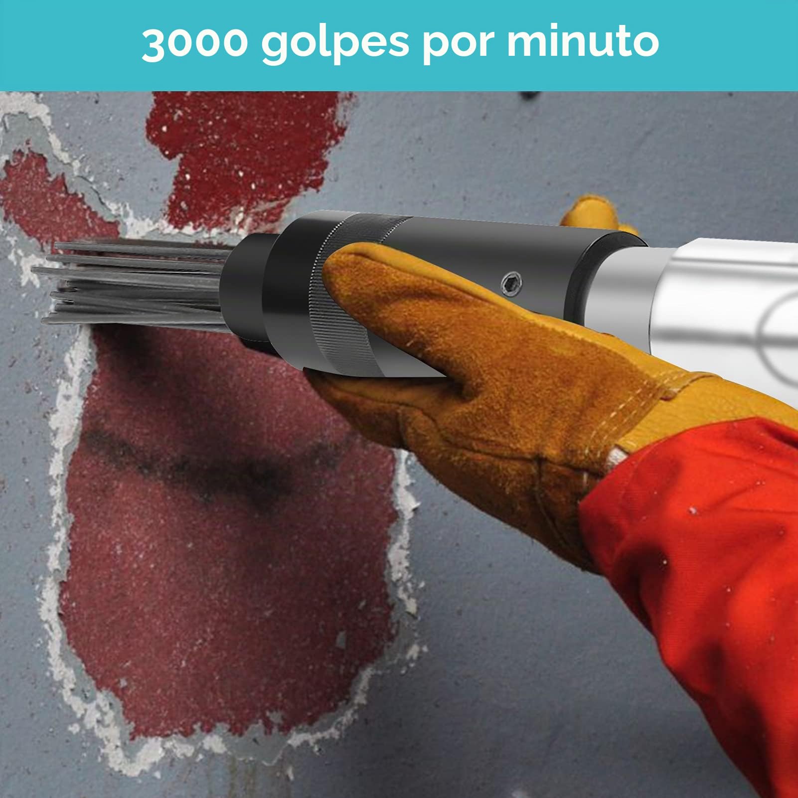 Pistola de agujas, 3000 rpm, pistola de agujas de acero al carbono, 1/4 pulg. 10 CFM pistola de agujas de aire comprimido, 35 cm