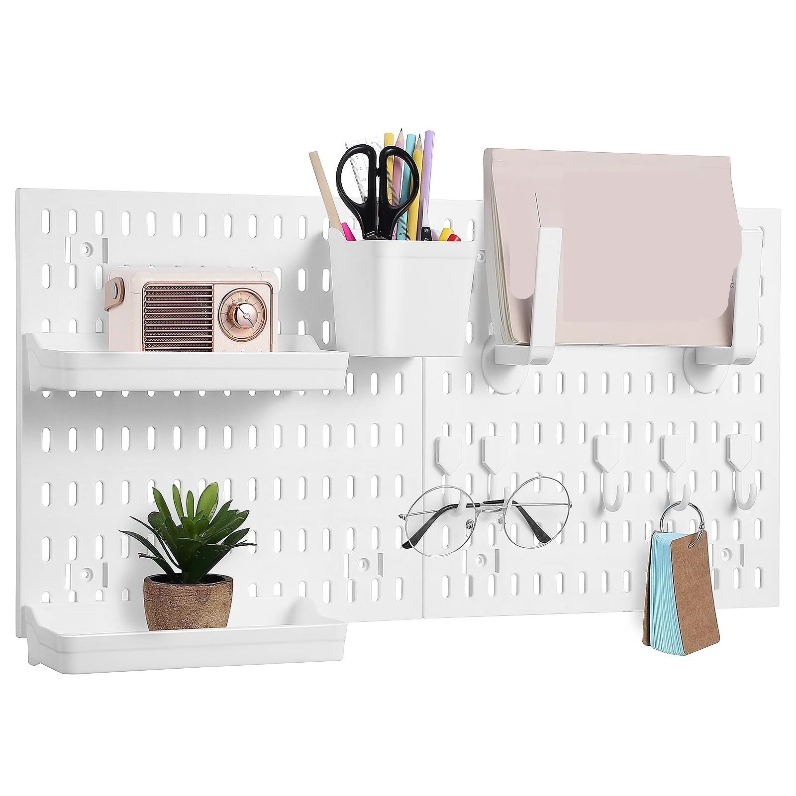 P[annello Forato Kit Pannello Forato 2 Pezzi Pannello Forato Rack Cucina Pannello Forato Parete Gioco organizzatore for la Stanza dei lavori manuali stoccaggio Ufficio