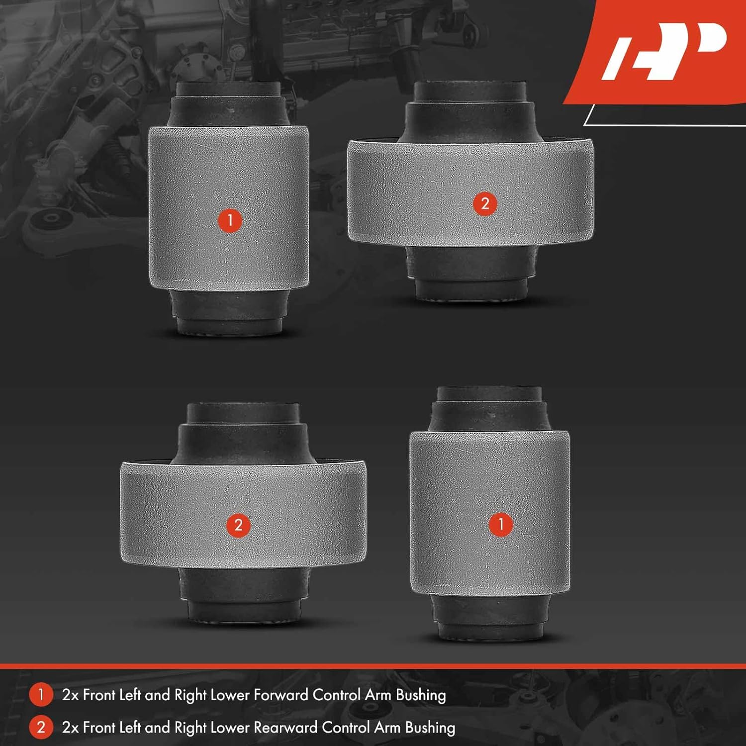 A-Premium 4 x Front Lower Forward and Rearward Control Arm Bushing Kit, Compatible with Honda Odyssey 1999-2004