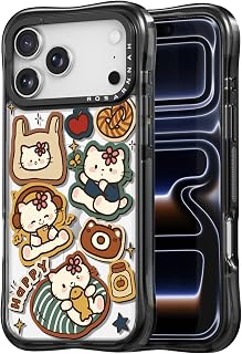 Rosarnnah for iPhone 17 Pro Max Case Aesthetic Black, Happy Kitty Cat