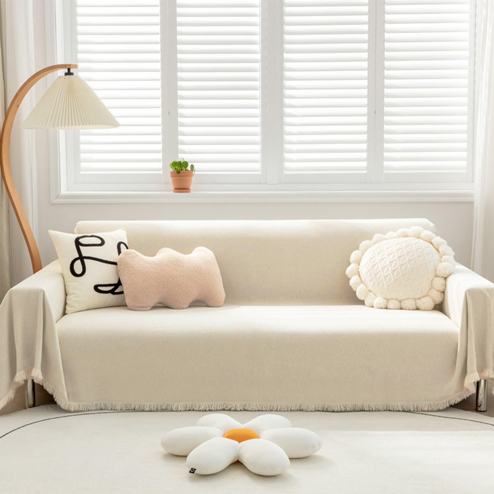 Súper suave cómodo manta manta sofá Mantas Decorativas Grandes para sofás Dormitorio Sala de estar Sencillo Diseño Multifuncional Super Grande Cálida Gruesa alfombra de sofá 180*300cmBeige
