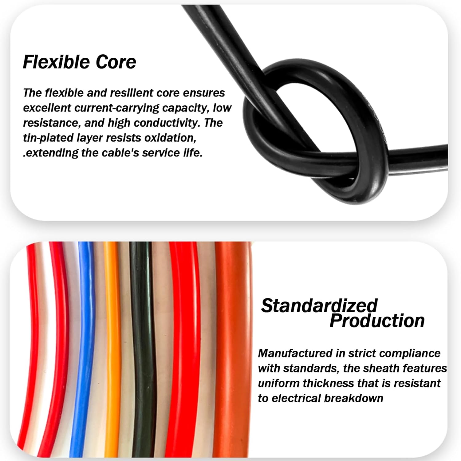 5KV-30KV High Voltage Flexible Silicone Wire, 8-16 Gauge Tinned Copper Cable, -76-392°F DC Ignition Wire, Heat Resistant Cable for Motor Power Equipment, Electrical Cabinet(4.0mm²(10AWG),5KV)