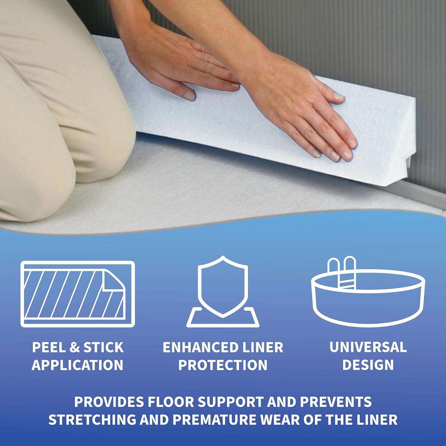 Blue Wave 48-in Peel and Stick Above Ground Pool Cove – Durable HDPE Foam Strips for Protecting Vinyl Liners – Made with Adhesive Backing for Easy and Secure Installation - 12-Pack, White