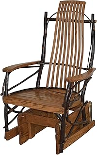 Amish-Made Large Walnut-Stained Oak and Hickory Glider Rocking Chair