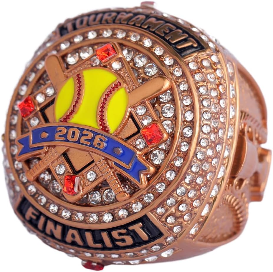 2 pcs Pack or 12 pcs Pack Softball Championship Trophy Ring Award Gift for Tournament Champion Team palyers Awards Trophy on Side Size 9.5