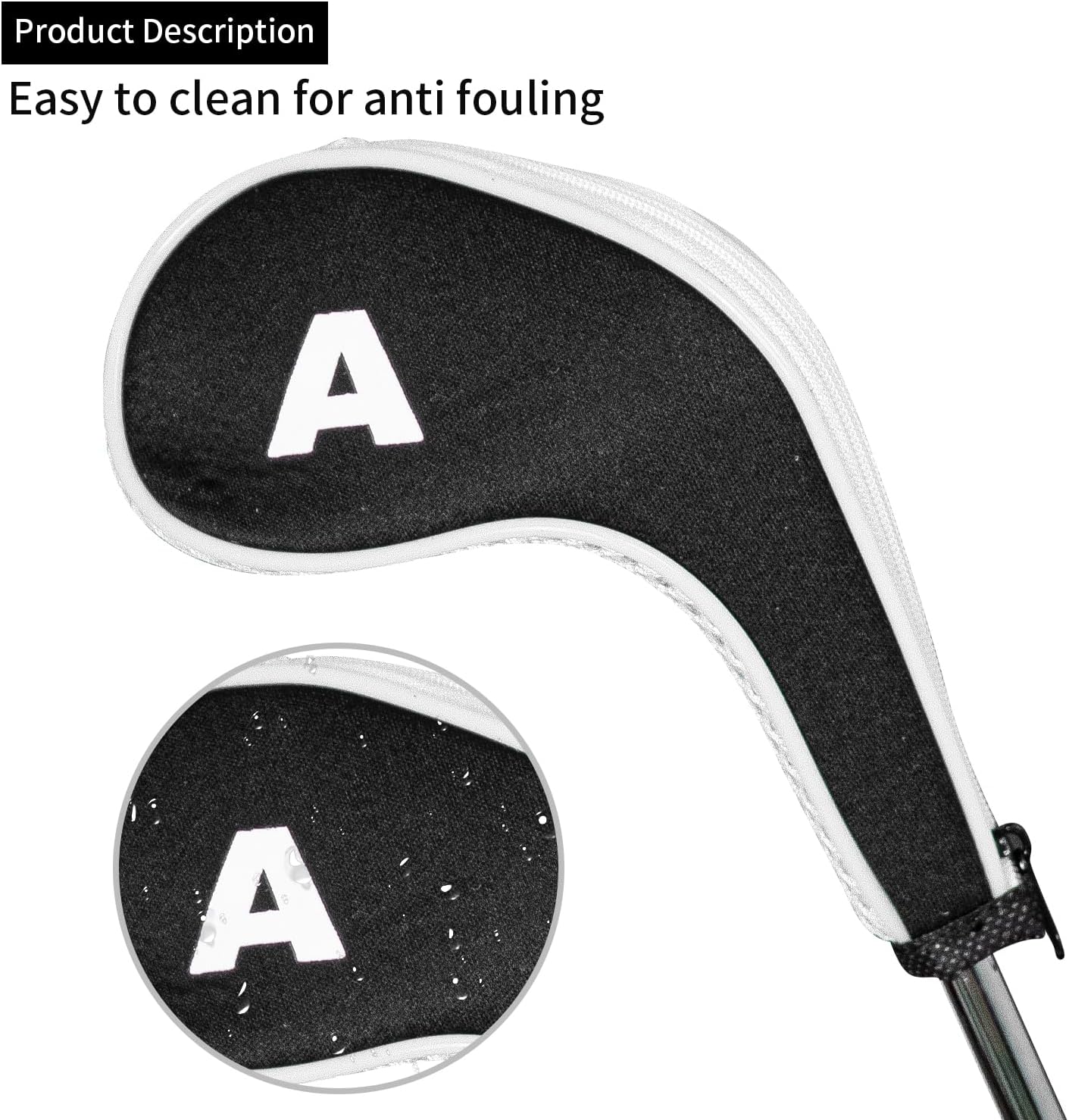 Golf Club 12pcs Thick Synthetic Zipper Long Neck Set Headcover Fit The Most Brands, Side Number Golf Iron Club Head Cover LW SW PW Covers #3,4,5,6,7,8,9