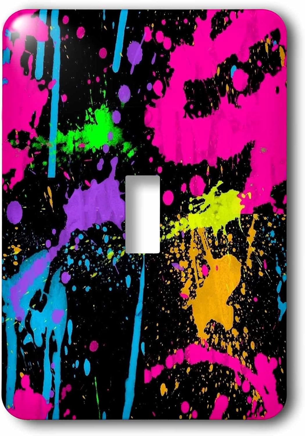 3dRose Print of Neon Paint Splatter On Black single toggle switch