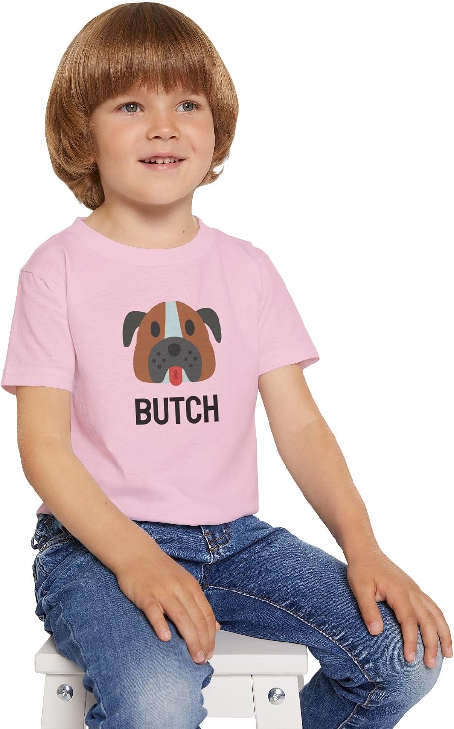 Customizable Boxer Kids Tee, Pet Name Personalized Baby Shirt, Kids Dog Print Cotton Top, Puppy Lover Children's Clothing