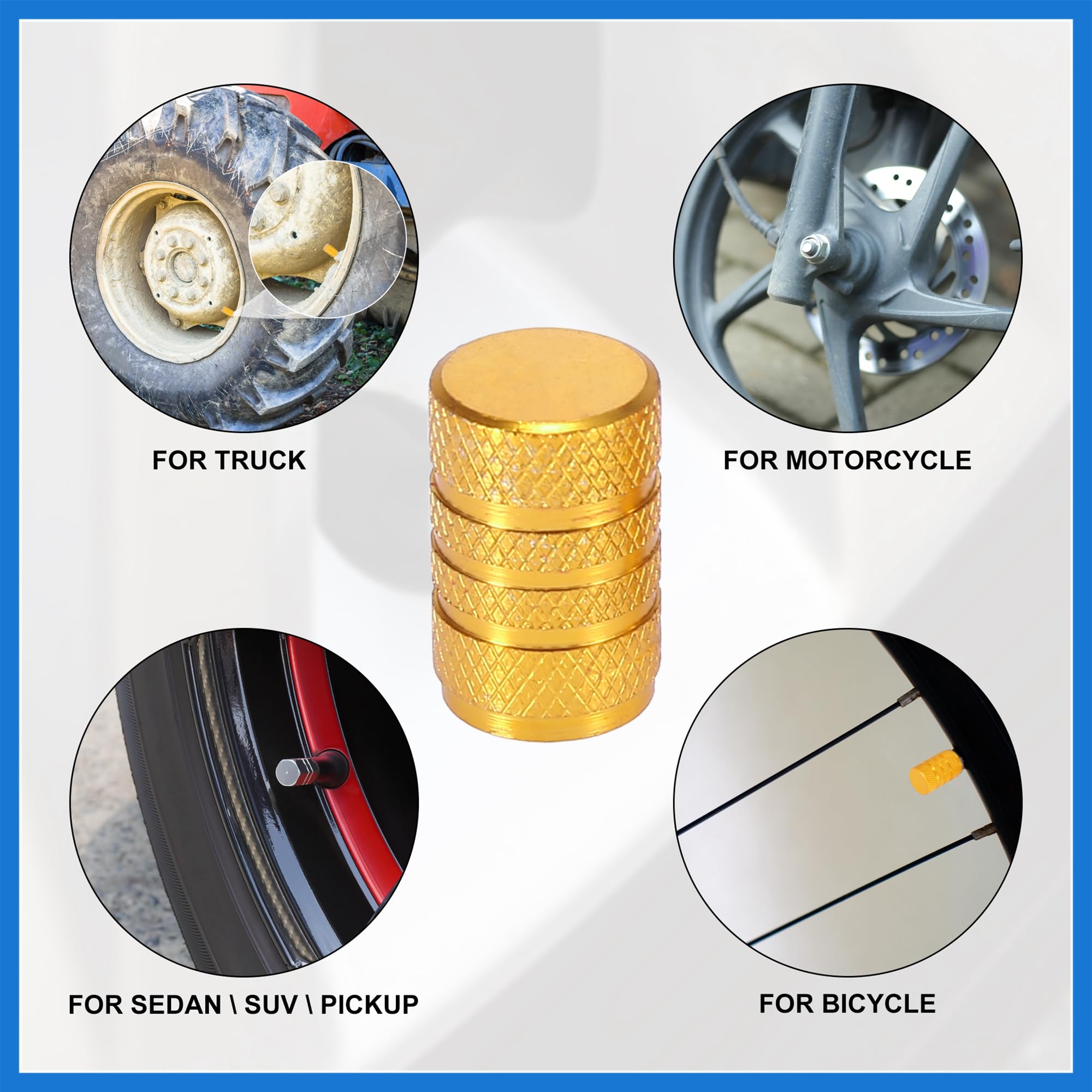 4pcs Round Car Tire Valve Stem Caps Tire Valve Dust Covers 7mm Universal Yellow Auto Accessories — view 3