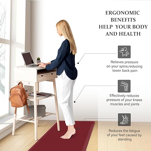 Miniatura 34 de HappyTrends Tapete de cocina [2 piezas] acolchado, cómodo, antifatiga, impermeable, antideslizante, tapete de espuma ergonómica gruesa y perfecta