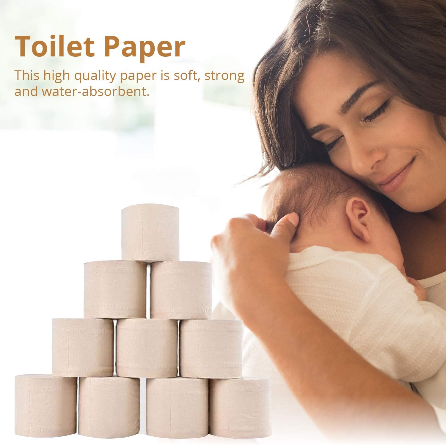 Natural Babmboo Toilet Paper Roll-3 Ply, 157 Sheets Per, Pack of 20