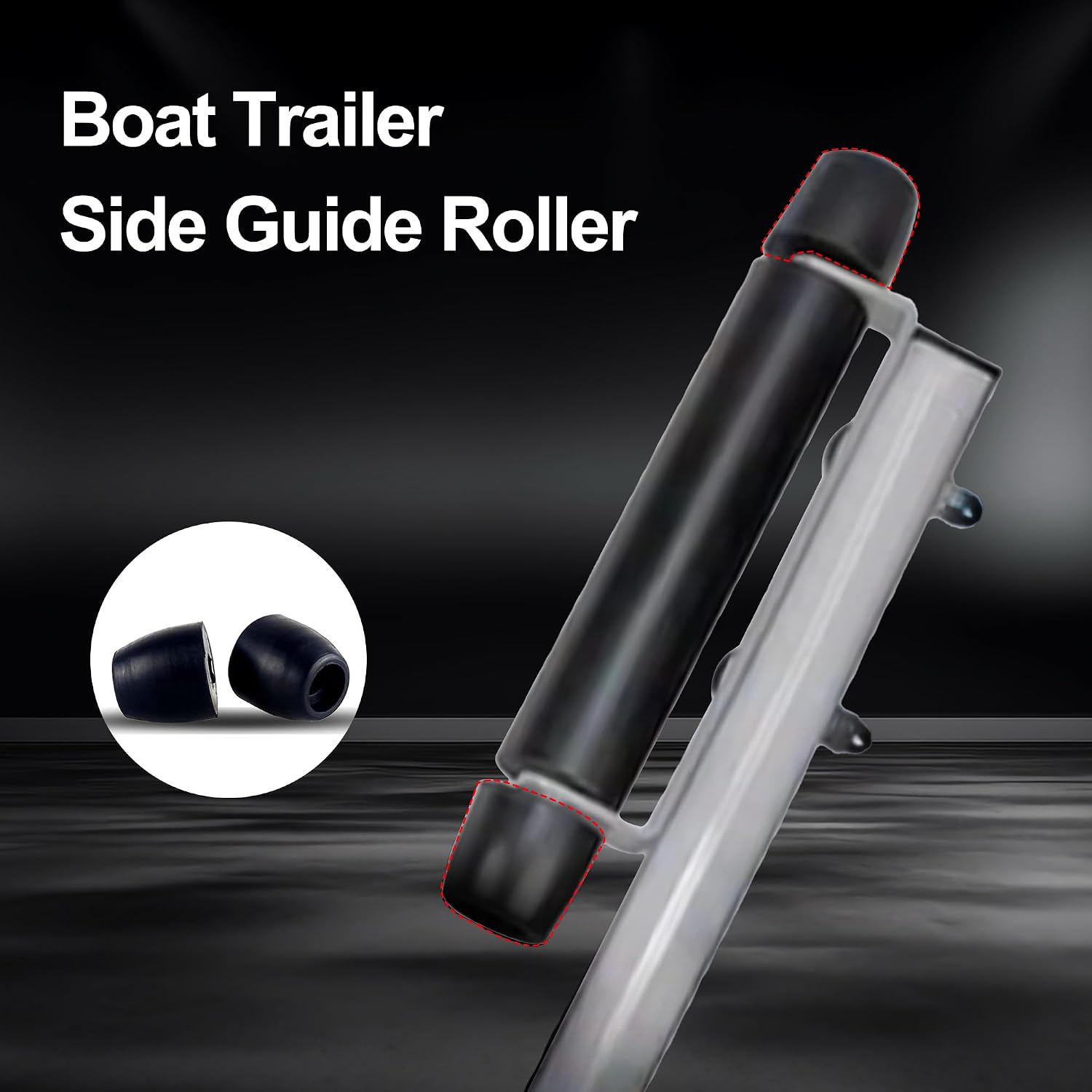2" 2.5" Boat Trailer Black Molded Rubber Side Rail Roller End Cap(Pack of 2)