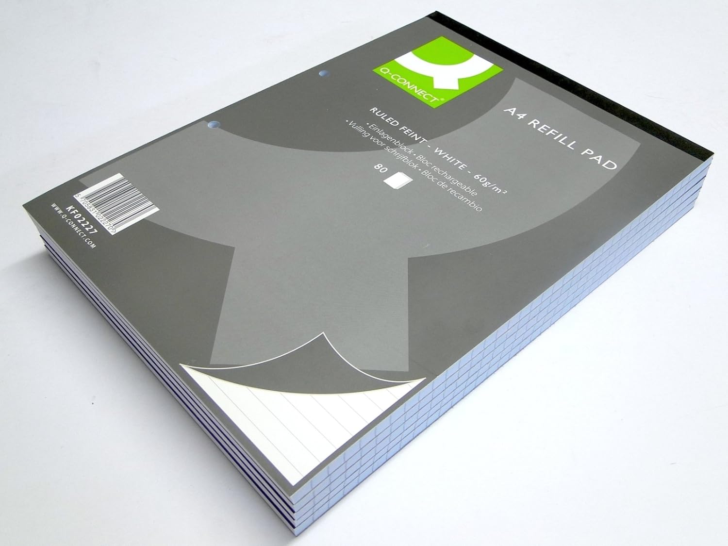 A4 Paper Pad Refill Feint Ruled 80 Sheets 2 Punched Holes Head mm (Pack